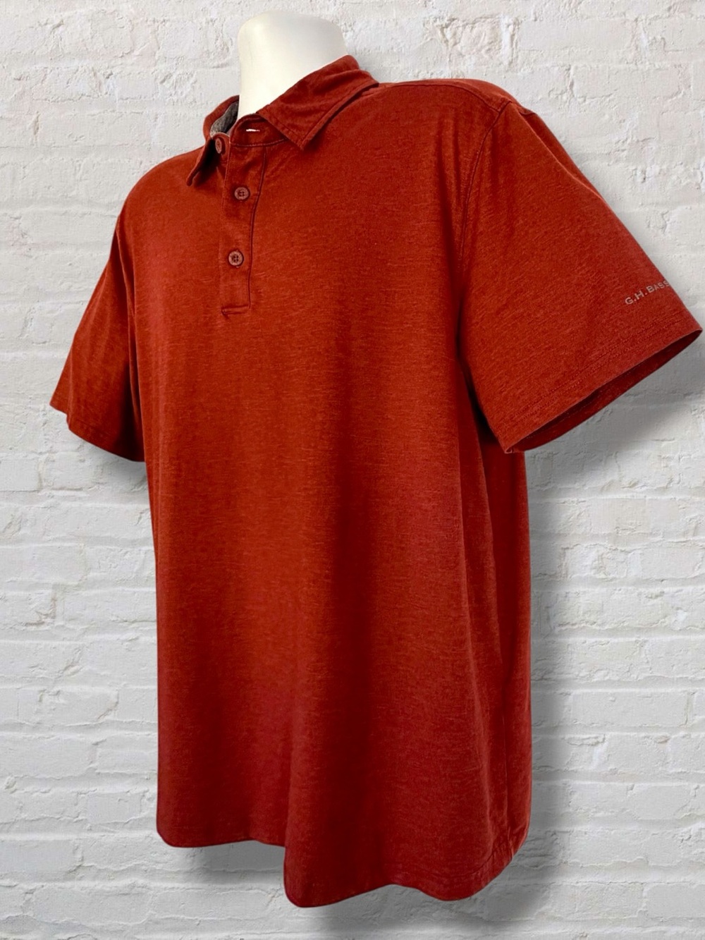 G.H. Bass Slub Jersey Polo Shirt Men’s L Red Stretch Performance Casual - Picture 4 of 9